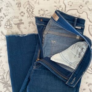 Mother Denim the hustler ankle fray jeans in home movies wash